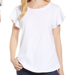 Bobeau Flutter Sleeve Tee (Petite)